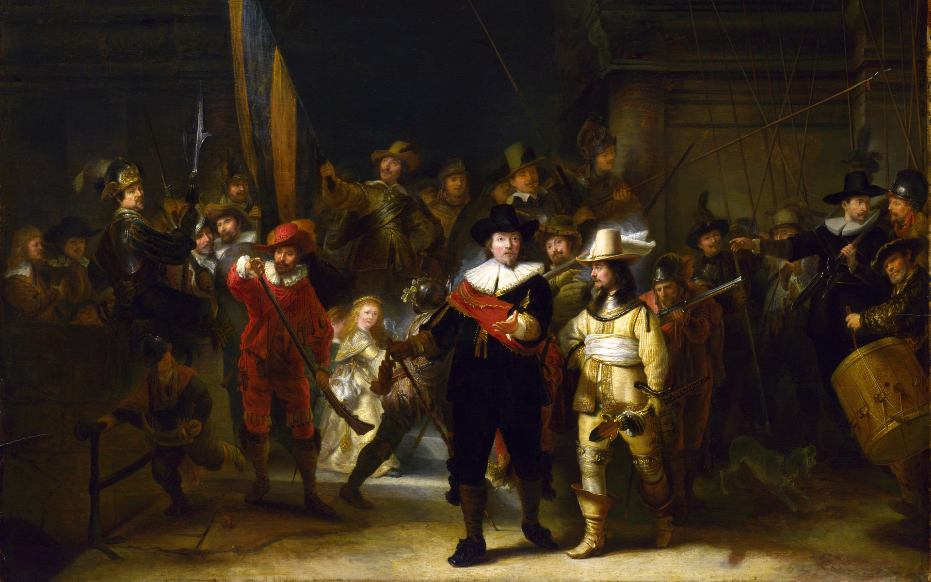 Full title: The Company of Captain Banning Cocq ('The Nightwatch') Artist: Gerrit Lundens (after Rembrandt) Date made: after 1642 Source: http://www.nationalgalleryimages.co.uk/ Contact: picture.library@nationalgallery.co.uk Copyright (C) The National Gallery, London