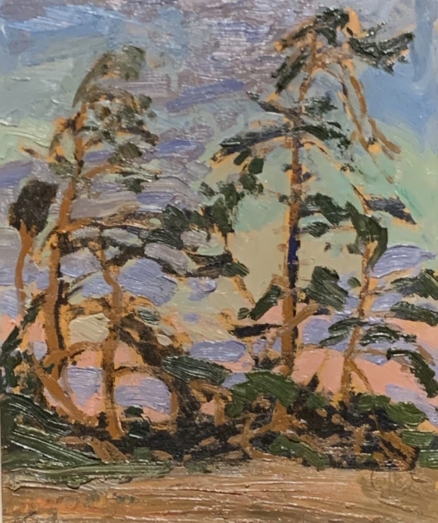Tom Thomson painting "Evening, Pine Island"