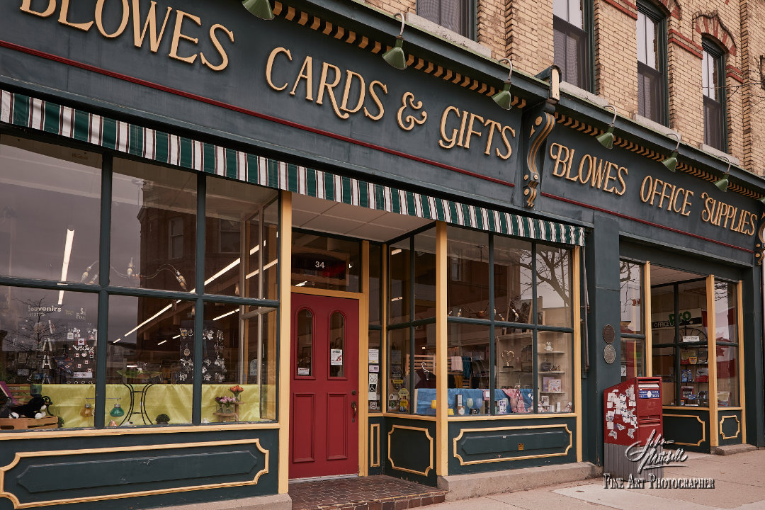 Colour photograph of Blowes Stores on Wellington Street In Stratford, Ontario.`
