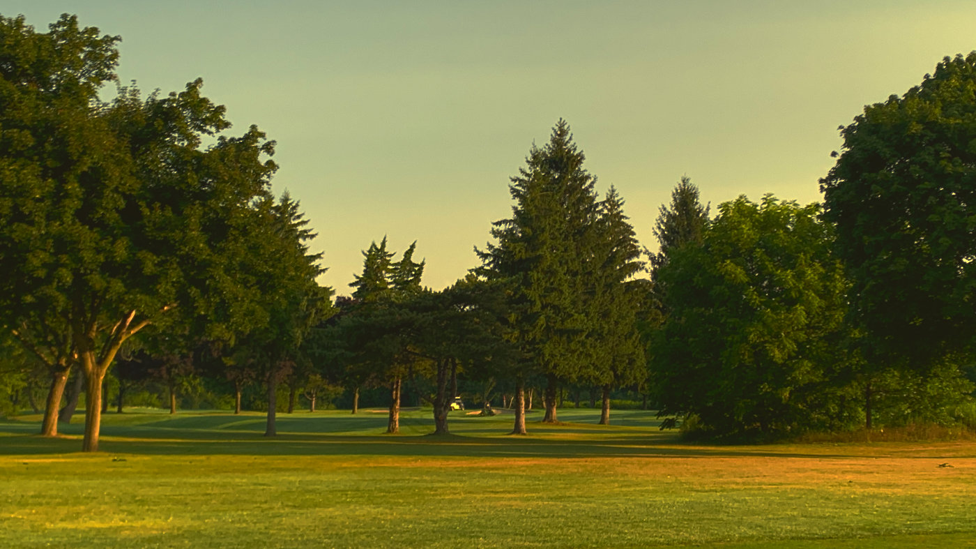 PHOTO OF MORNING LIGHT ON DOON VALLEY GOLF COURSE.